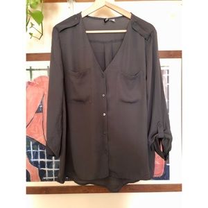 H&M gray long sleeve blouse